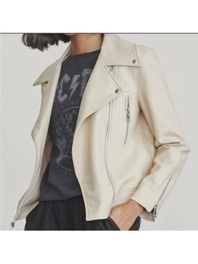 Elizabeth and James Cream Leather Moto Jacket -NWT